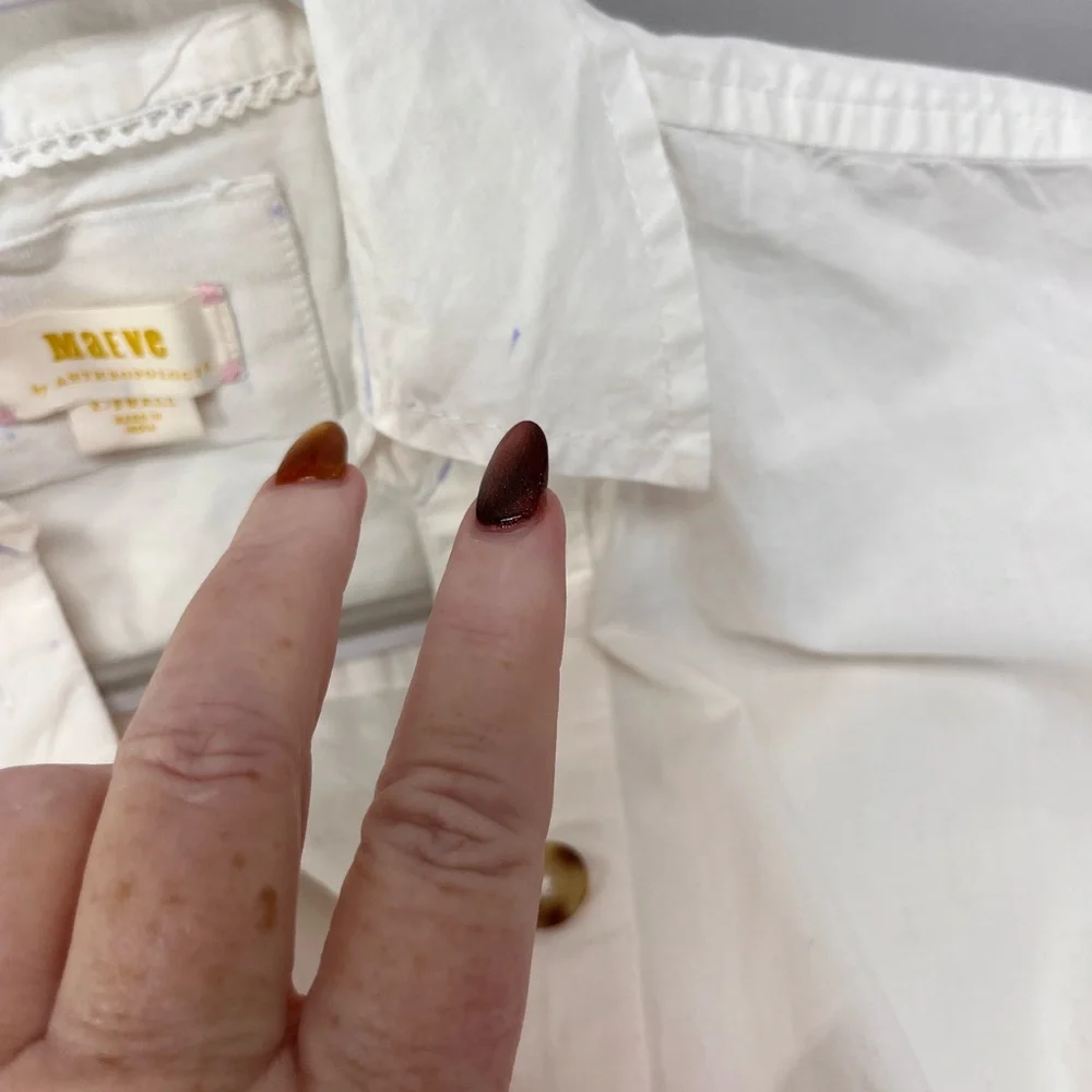 Anthropologie Maeve Henley Popover Shirt in white cotton poplin‎ - Picture 11 of 12